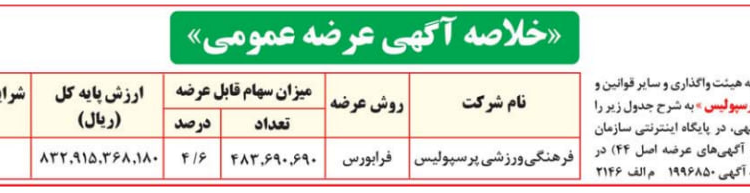 آگهی فروش پرسپولیس منتشر شد