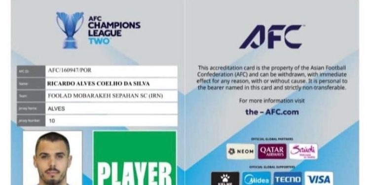 عکس| کارت بازی آلوز برای سپاهان صادر شد