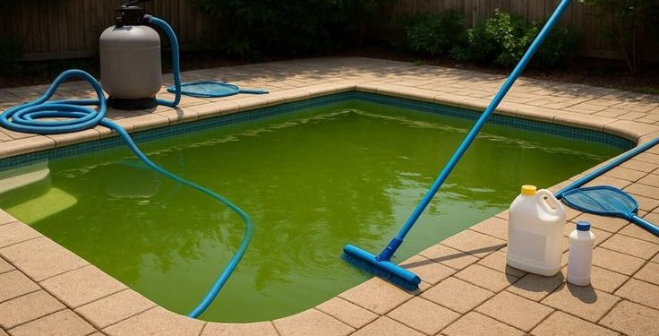 نسخه 30 دقیقه‌ای برای نابودی سبزی آب استخر (بدون خرج اضافه)