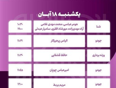 برنامه ورزشکاران ایران در روز دوم بازی‌های کشورهای اسلامی