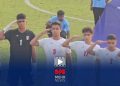 سلام نظامی بازیکنان تیم فوتبال نوجوانان ایران قبل از شروع دیدار با چین