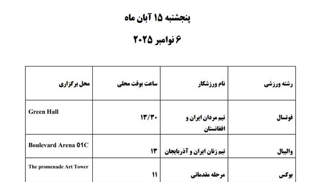 خبر : برنامه و نتایج نمایندگان ایران در بازی های کشورهای اسلامی ریاض