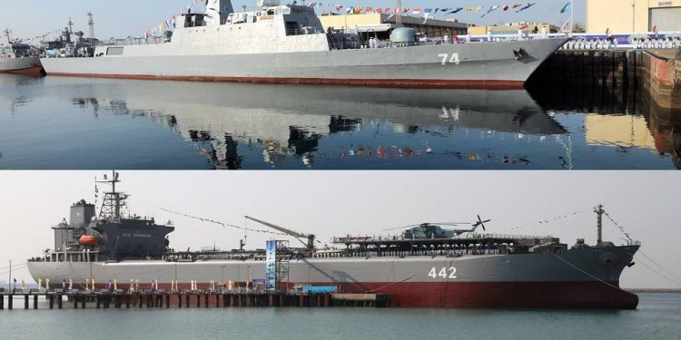 الحاق پایگاه شناوری «کردستان» و ناو تعمیر شده «سهند» به نیروی دریایی جمهوری اسلامی ایران