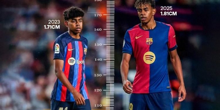 عکس| یامال ۱۰ سانت بلند شد!